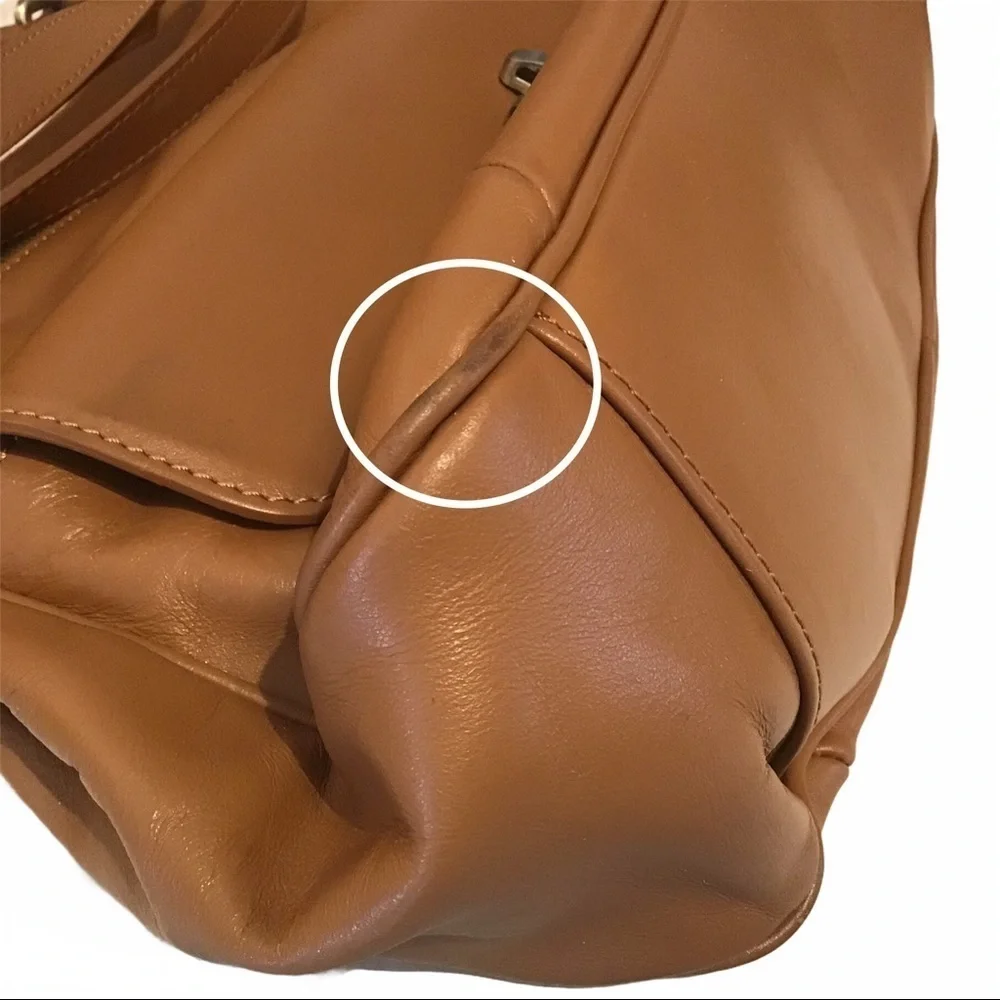 Pulicati Italian Leather Camel Color Handbag - Picture 11 of 13